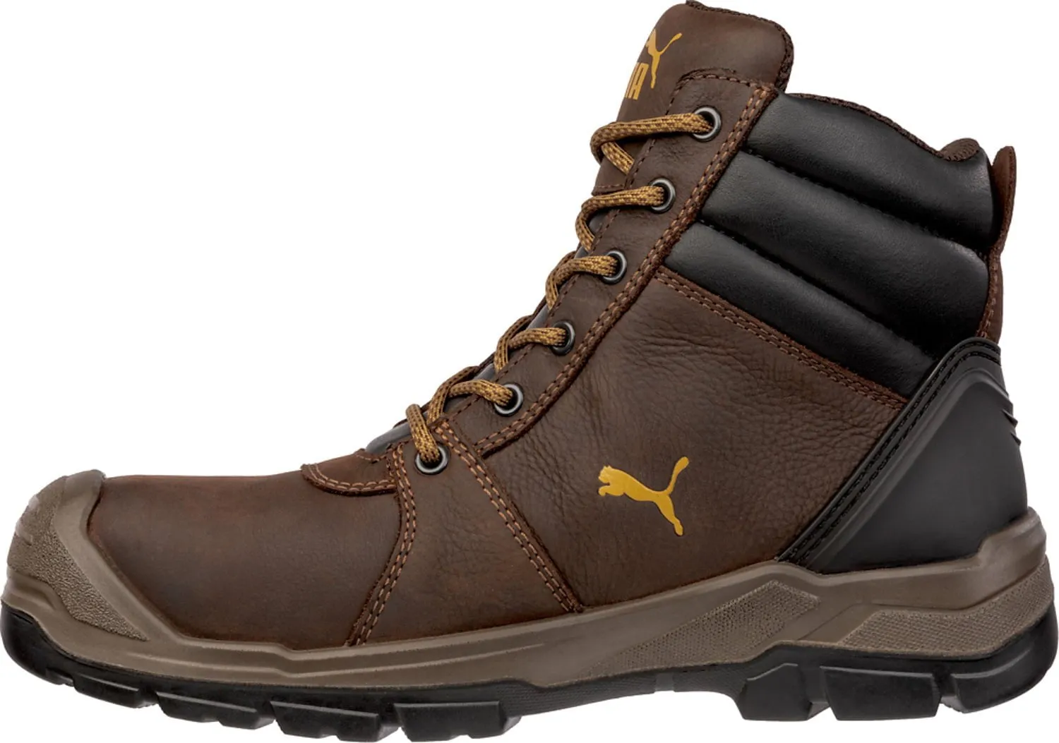 Puma Safety Brown Mens Leather Tornado CTX Mid WP AS Lace-Up Work Boots