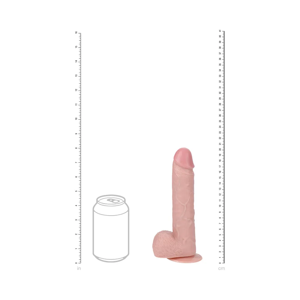 RealRock 8 in. Vibrating and Rotating Cock with Balls Regular Straight Beige