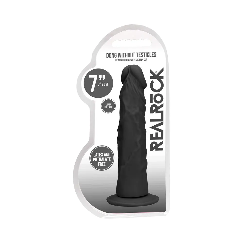 RealRock Realistic 7 in. Dildo With Suction Cup Black