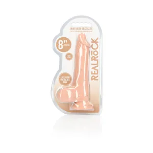 RealRock Realistic 8 in. Dildo With Balls and Suction Cup Beige