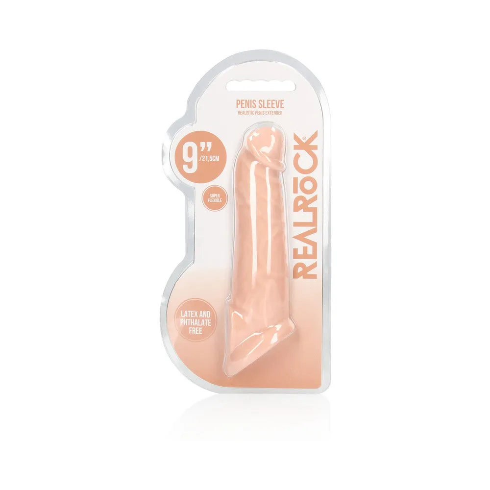 RealRock Realistic 9 in. Penis Sleeve Extender Sling Beige