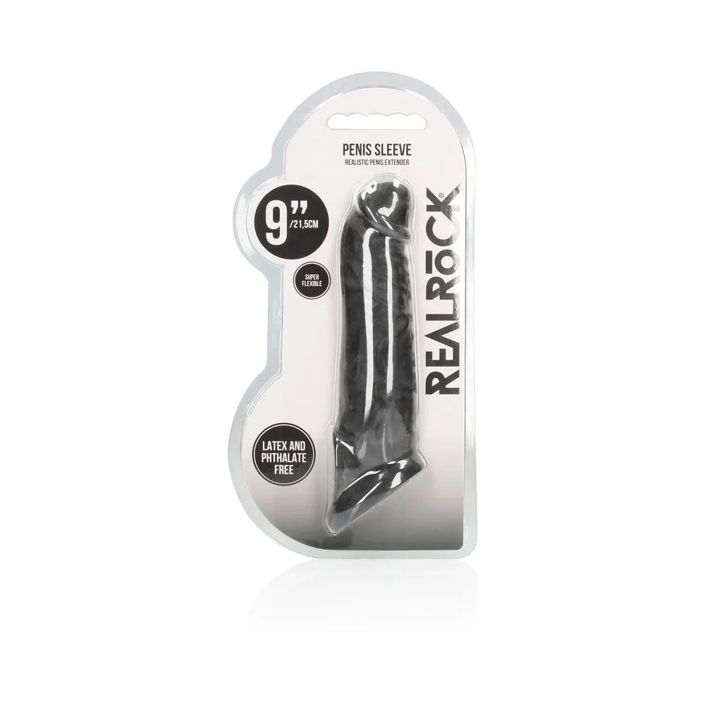 RealRock Realistic 9 in. Penis Sleeve Extender Sling Black