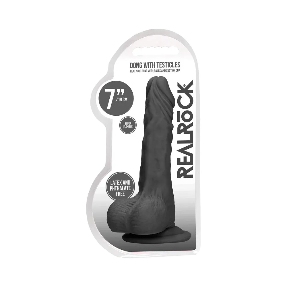 RealRock Realistic Dildo with Balls 7 in. Black