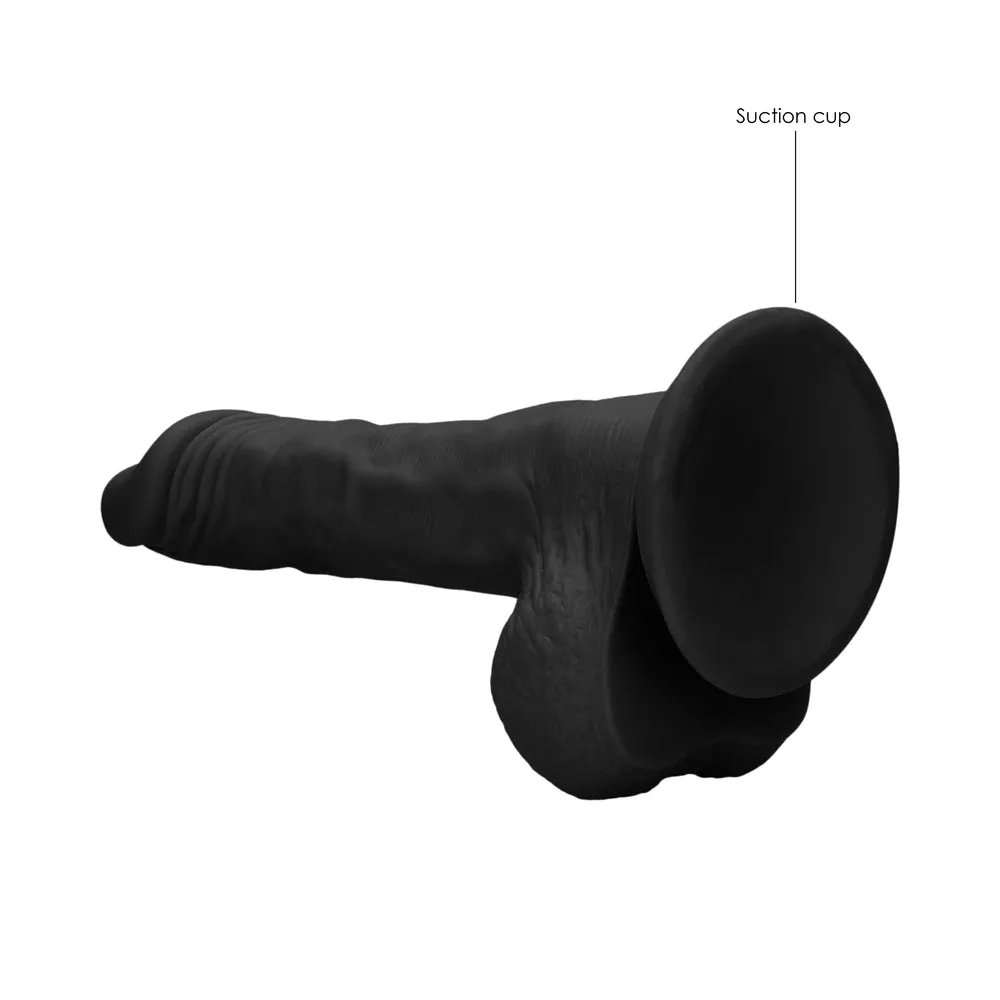 RealRock Skin 10 in. Dildo with Balls Black