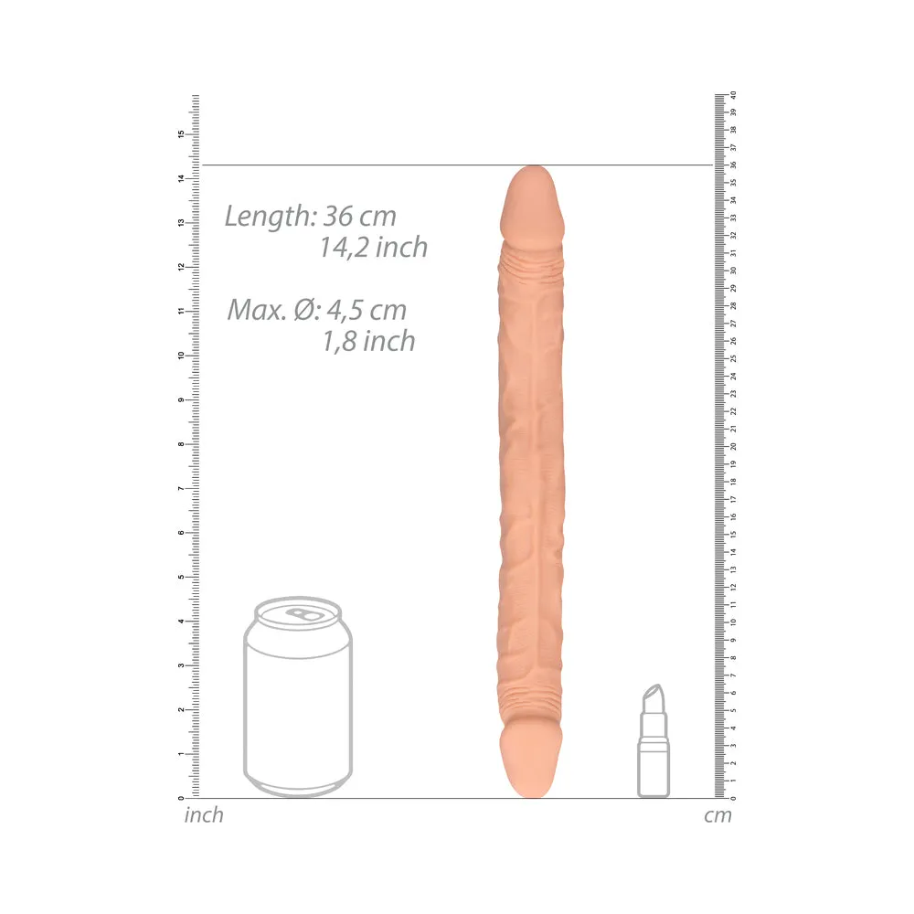 RealRock Skin Double Dong 14 in. Flexible Dual-Ended Dildo Beige