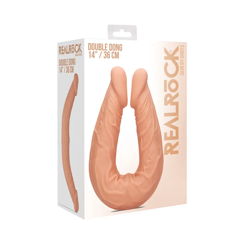 RealRock Skin Double Dong 14 in. Flexible Dual-Ended Dildo Beige