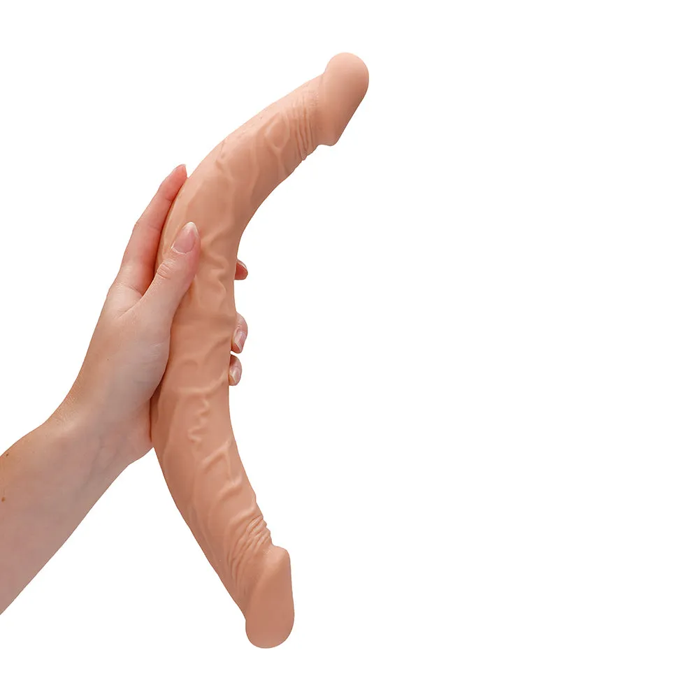 RealRock Skin Double Dong 14 in. Flexible Dual-Ended Dildo Beige