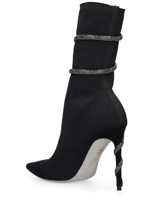 René Caovilla   105mm Knit &amp; crystals sock boots 