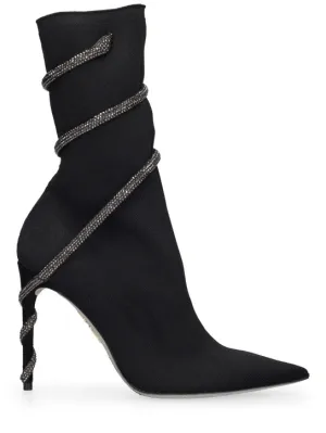 René Caovilla   105mm Knit &amp; crystals sock boots 