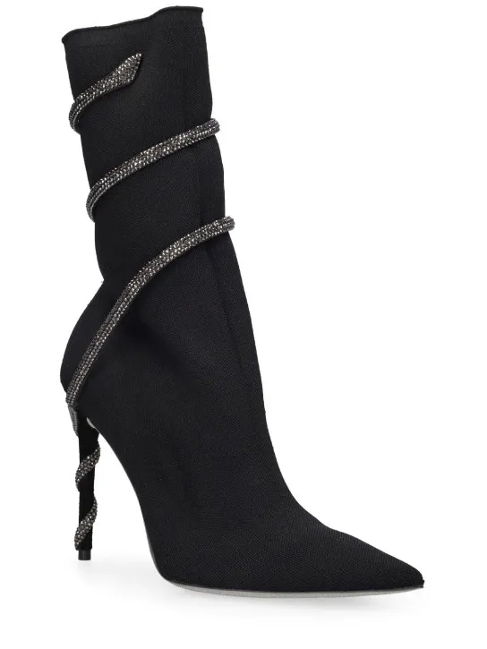 René Caovilla   105mm Knit &amp; crystals sock boots 