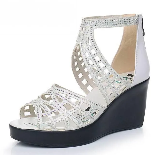 Rhinestone Sandals Women's Casual Shoes GCSG39 Platform Wedges High heels