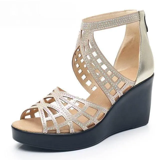 Rhinestone Sandals Women's Casual Shoes GCSG39 Platform Wedges High heels