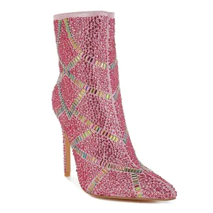 Rhinestones Embellished Stiletto Boots