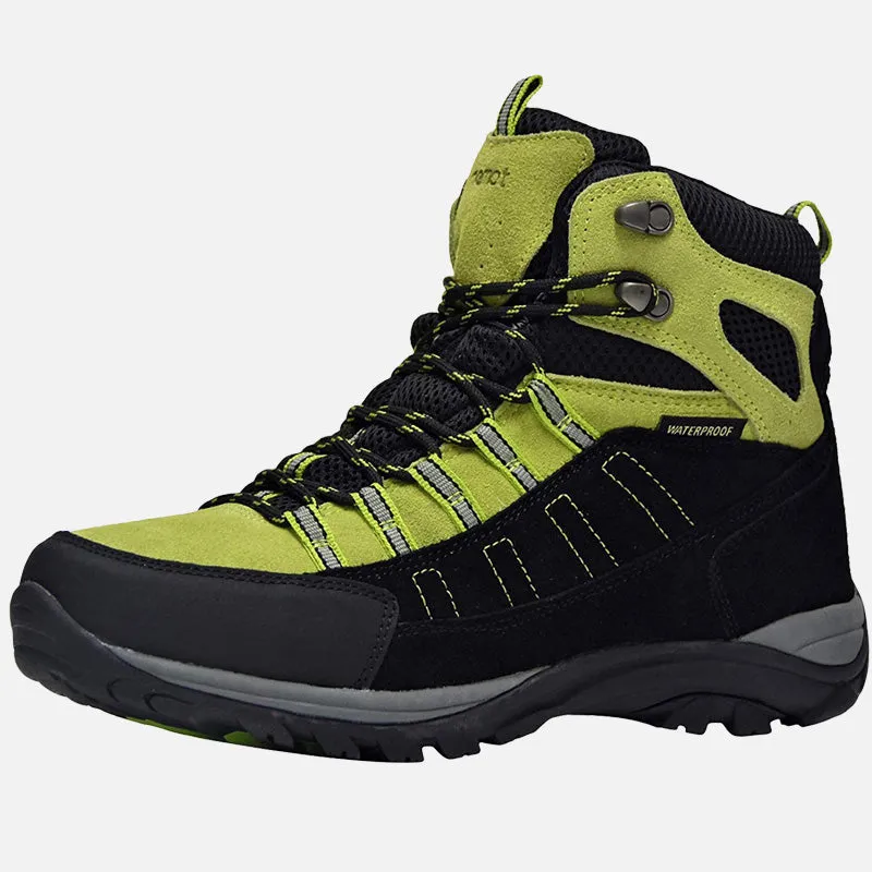 riemot Walking Boots for Men Green Fully Waterproof High Rise Outdoor Hiking Shoes