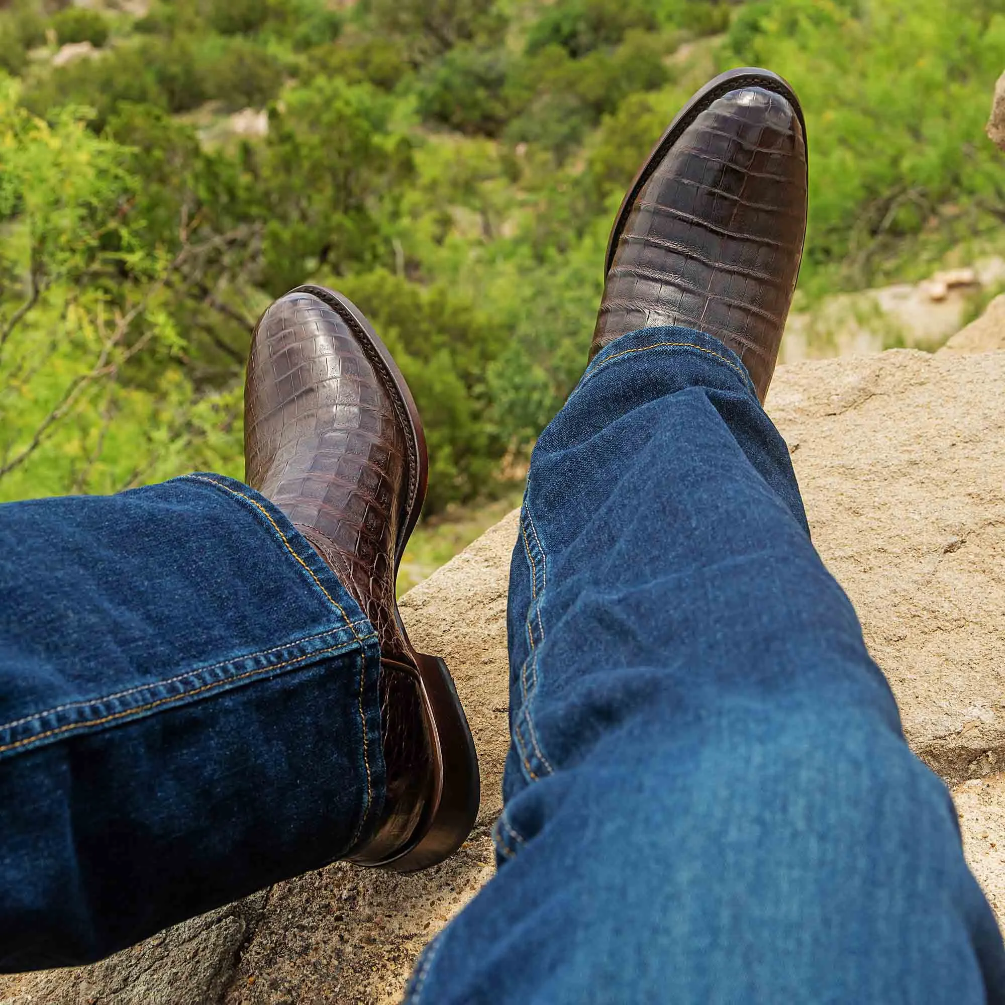 Rujo Boots Men's The Ranger Chocolate Caiman Belly Boots