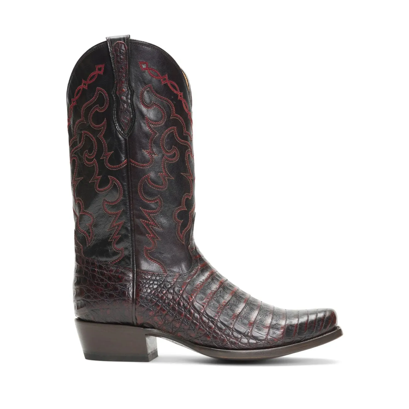 Rujo Boots Men's The Trace - Limited Run Black Cherry Caiman Belly Boots