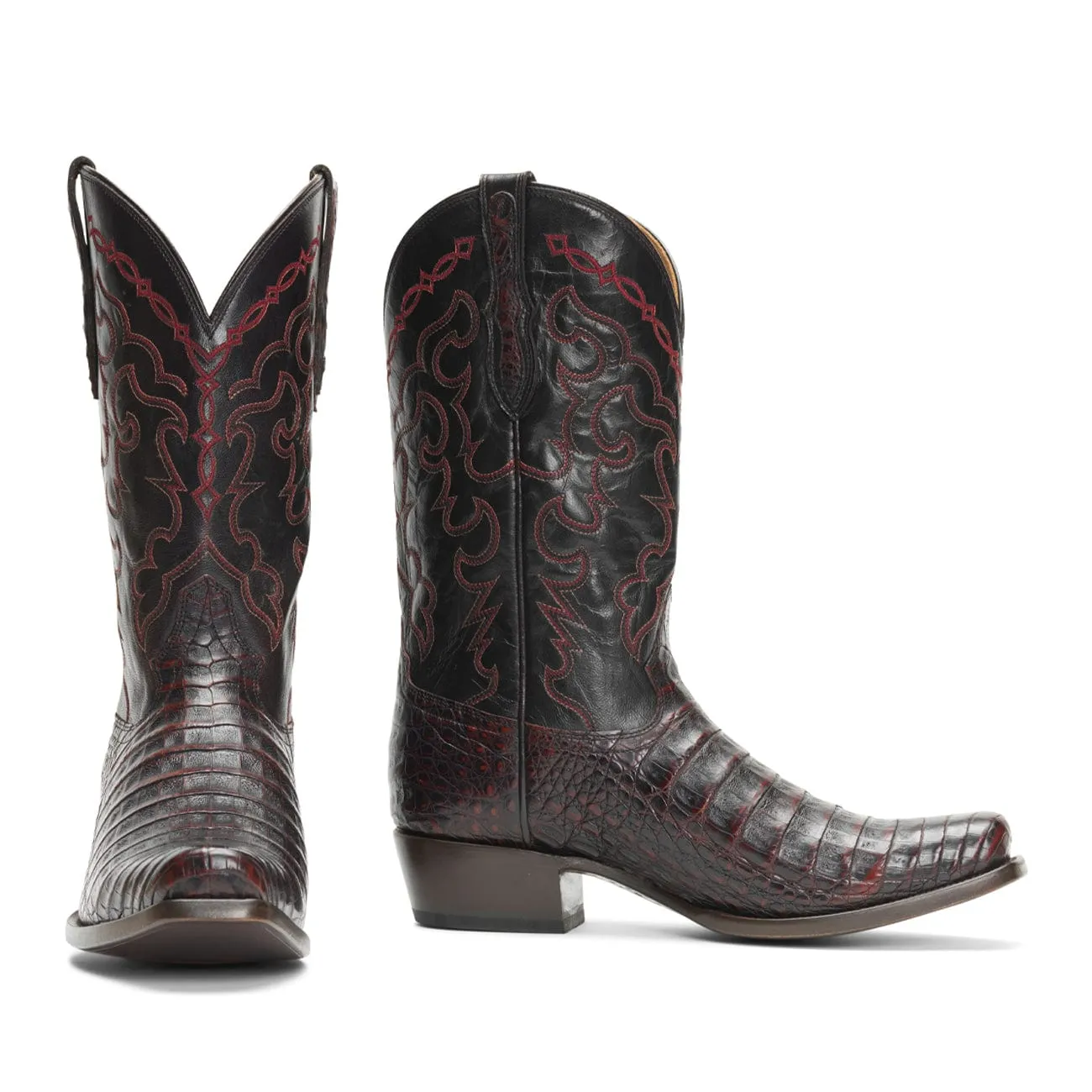 Rujo Boots Men's The Trace - Limited Run Black Cherry Caiman Belly Boots