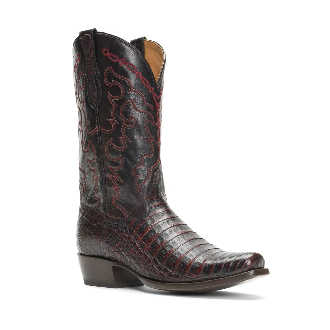 Rujo Boots Men's The Trace - Limited Run Black Cherry Caiman Belly Boots