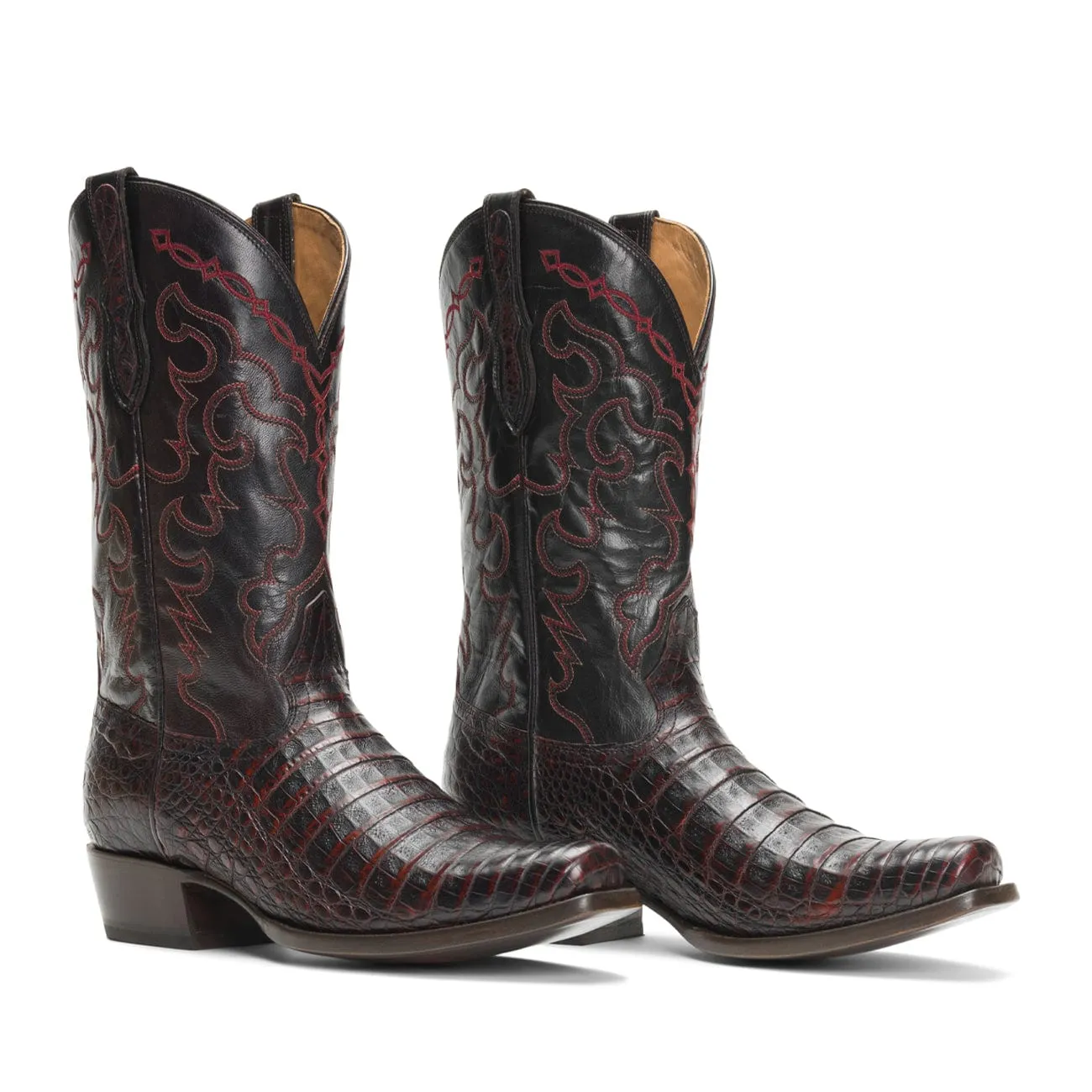 Rujo Boots Men's The Trace - Limited Run Black Cherry Caiman Belly Boots