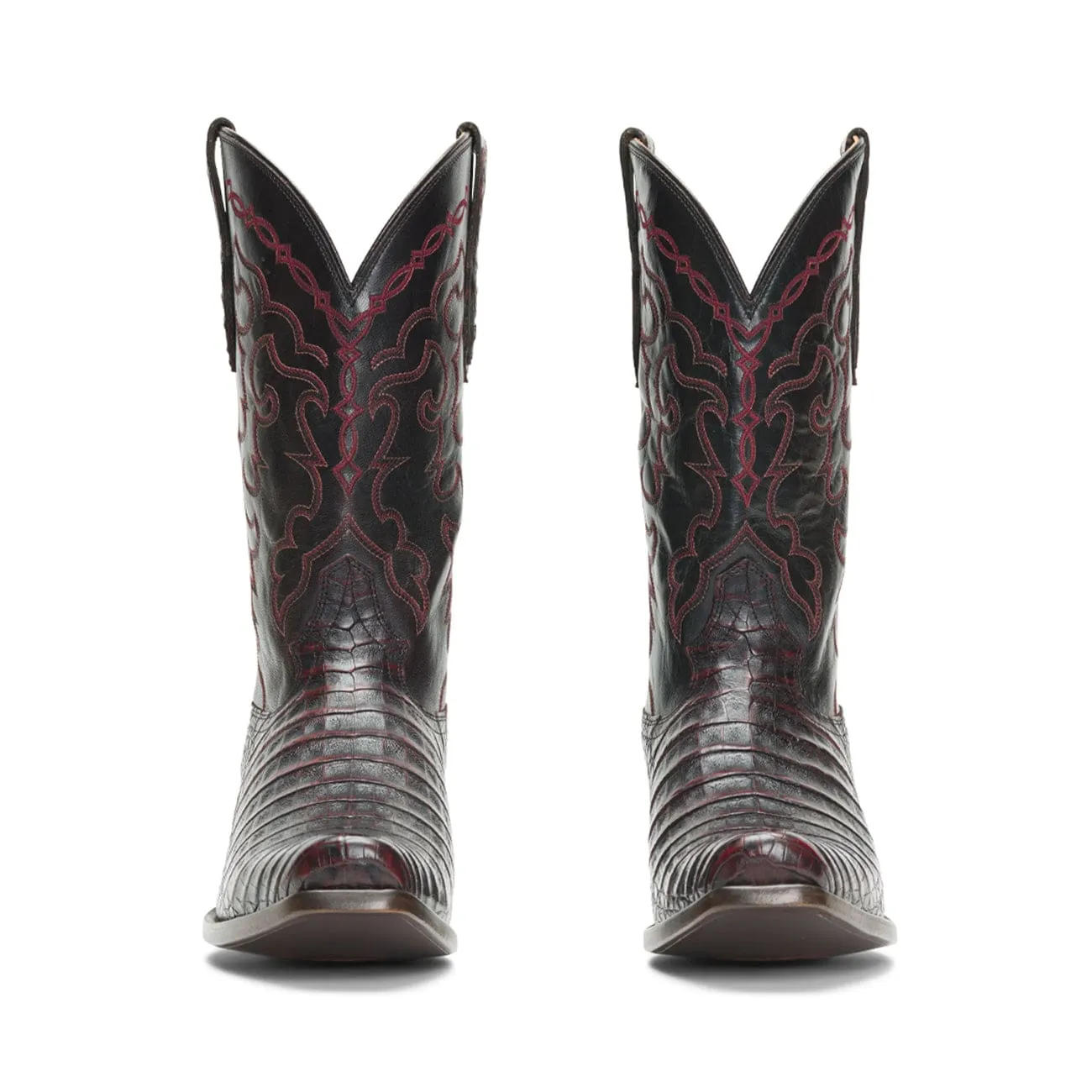 Rujo Boots Men's The Trace - Limited Run Black Cherry Caiman Belly Boots