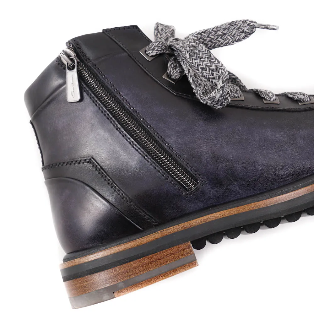 Santoni Hiking Boots in Navy Blue