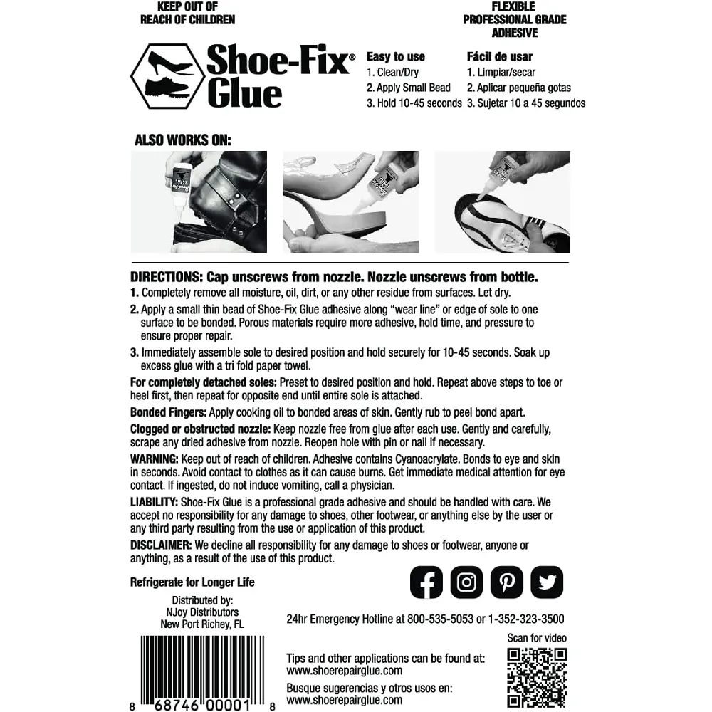 Shoe-Fix Shoe Glue: Instant Professional Grade Shoe Repair Glue