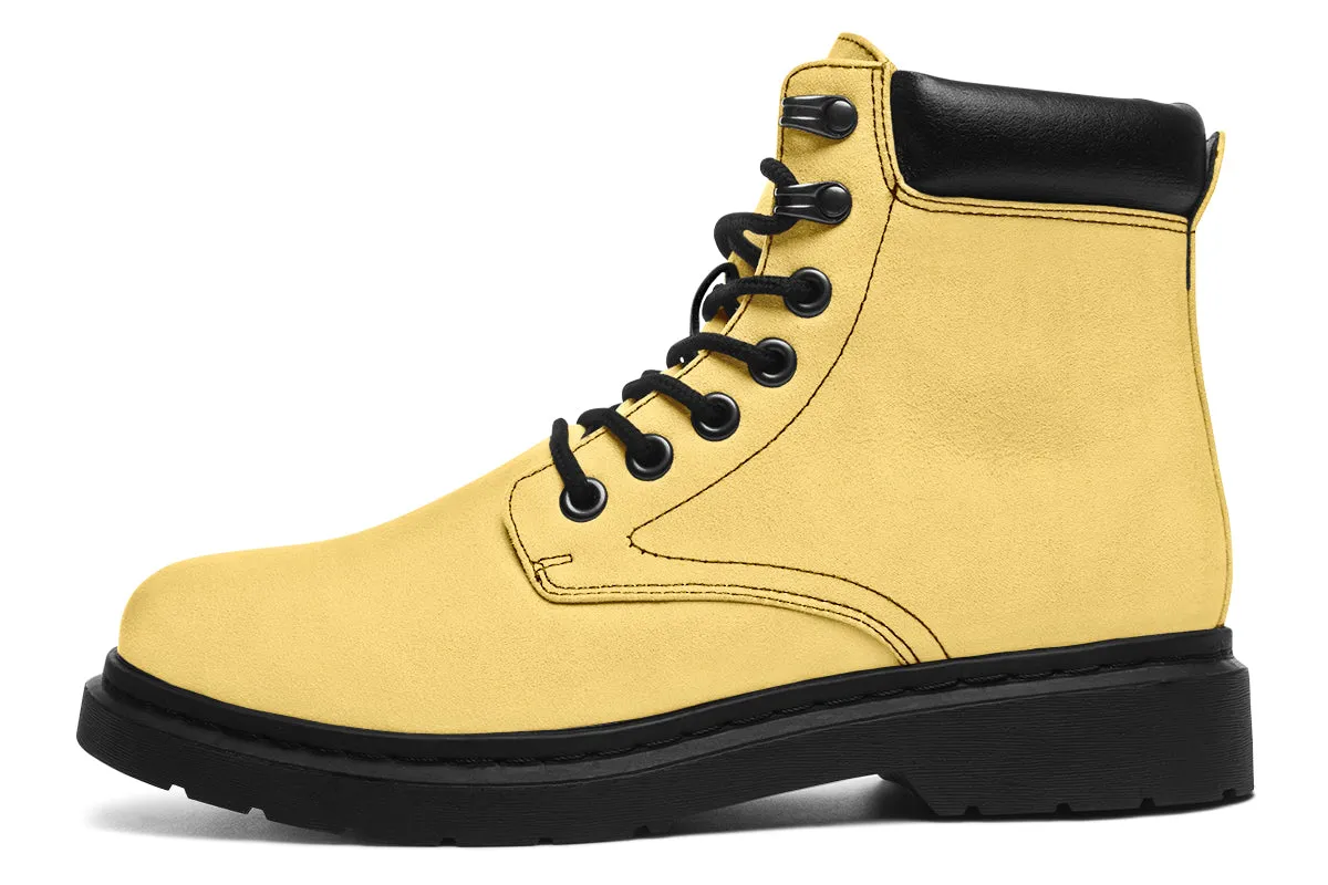 Soft Gold Classic Boots - High Quality Micro-Suede Weatherproof Vegan Shoes with Stitched on Soles