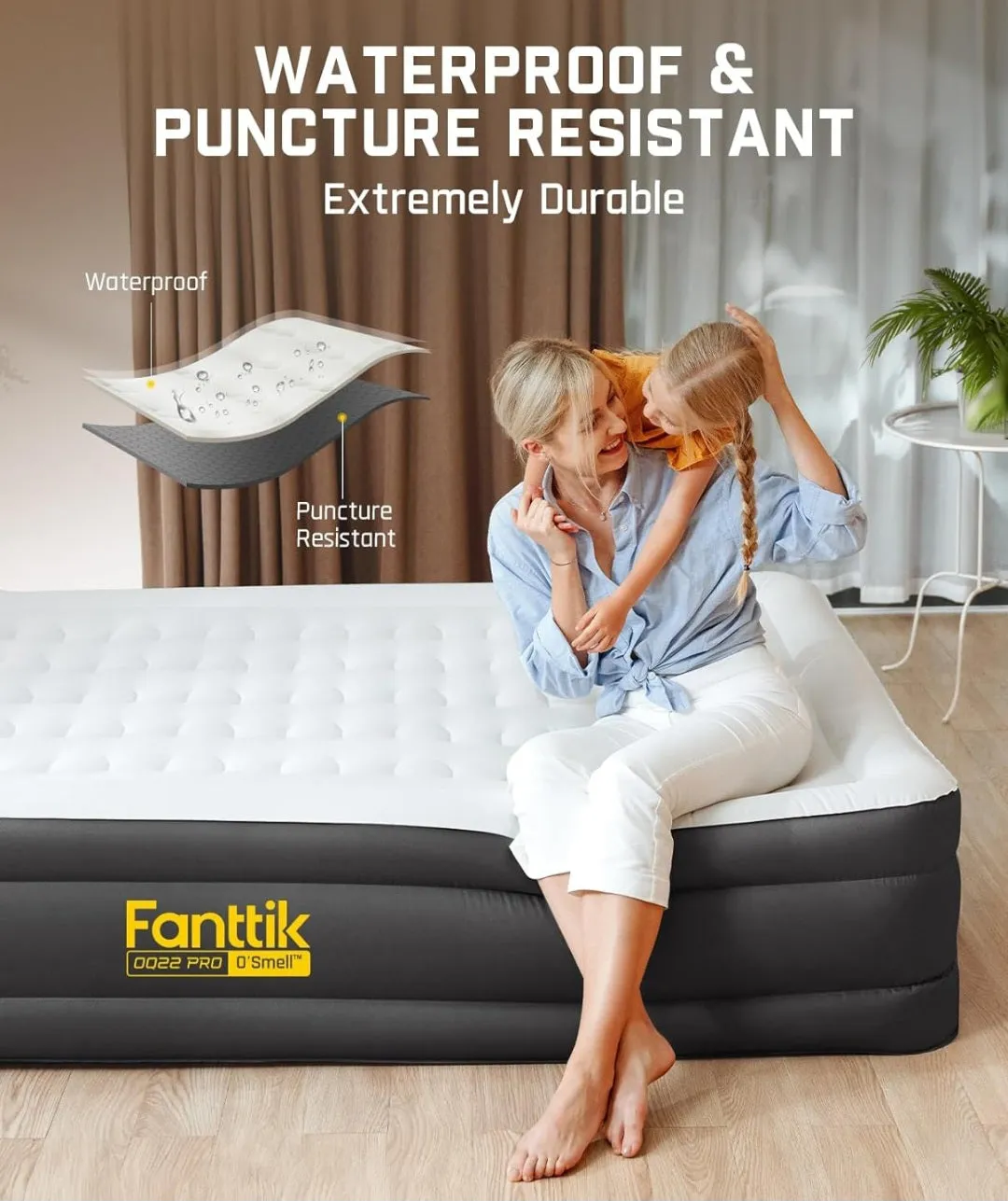 SOLD (Bedding) Fanttik OQ22 Pro Air Matress/Built-in Pump/22 Inches/One Button Inflation/720lb Support/Home/Outdoors/Sleepover/Queen/Black