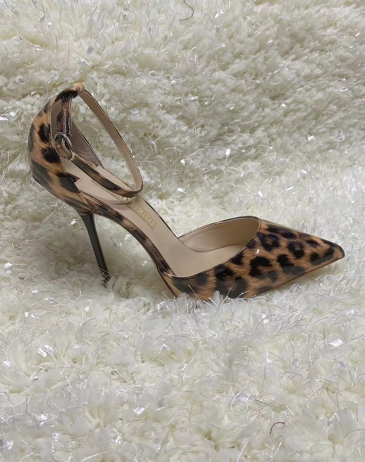 Sophie leopard ankle strap heels