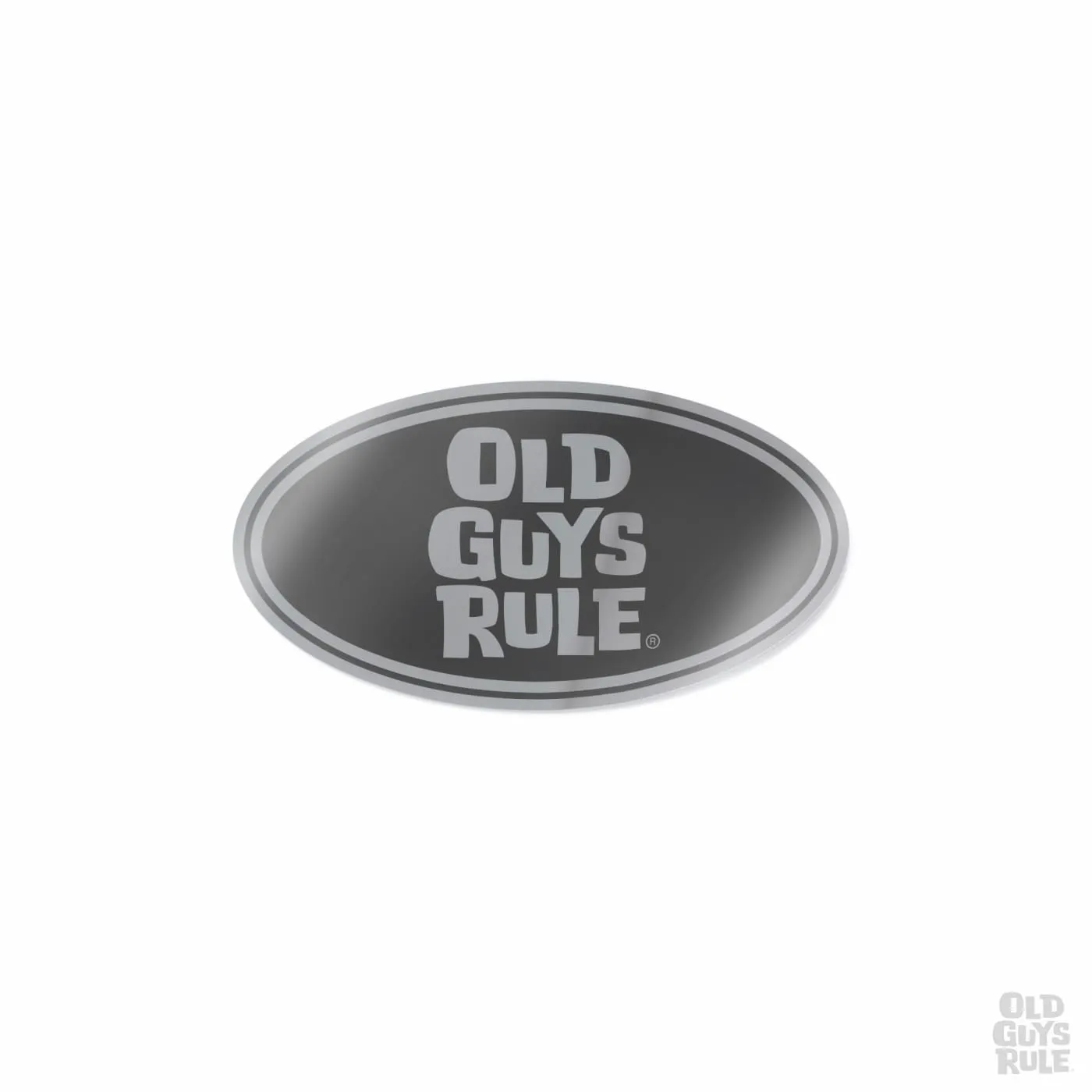 'Stacked Logo Oval' Decal - Metallic Silver