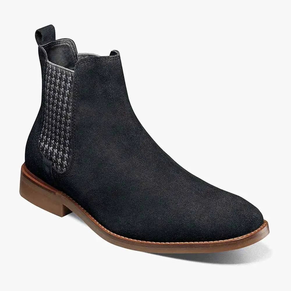 Stacy Adams GABRIEL Black Suede Plain Toe Chelsea Boots