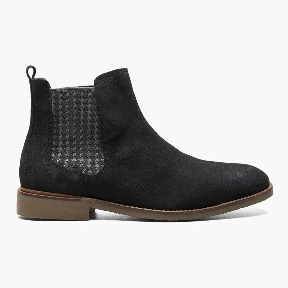 Stacy Adams GABRIEL Black Suede Plain Toe Chelsea Boots