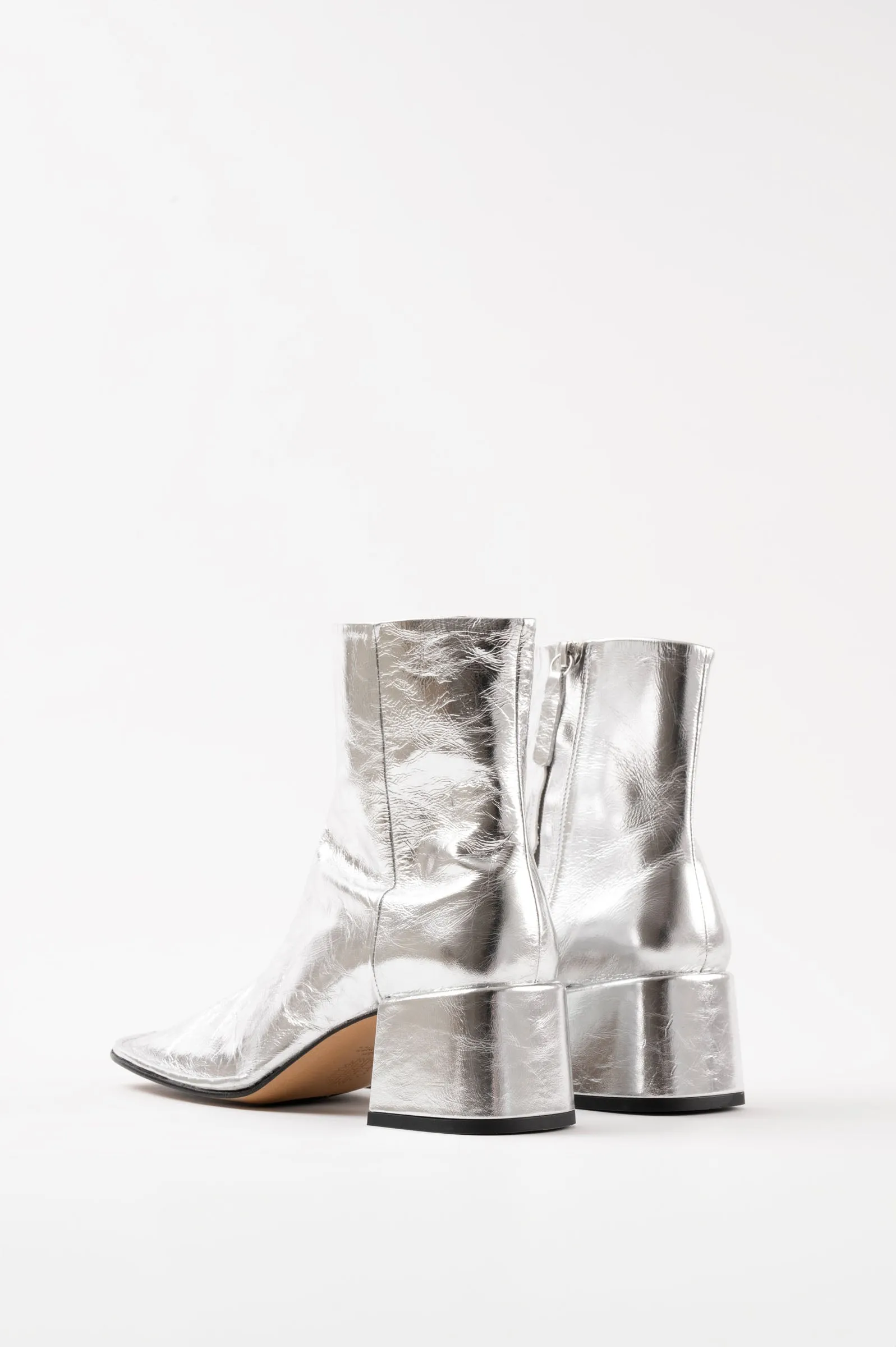 TARA - Silver Wrinkled Leather Boots