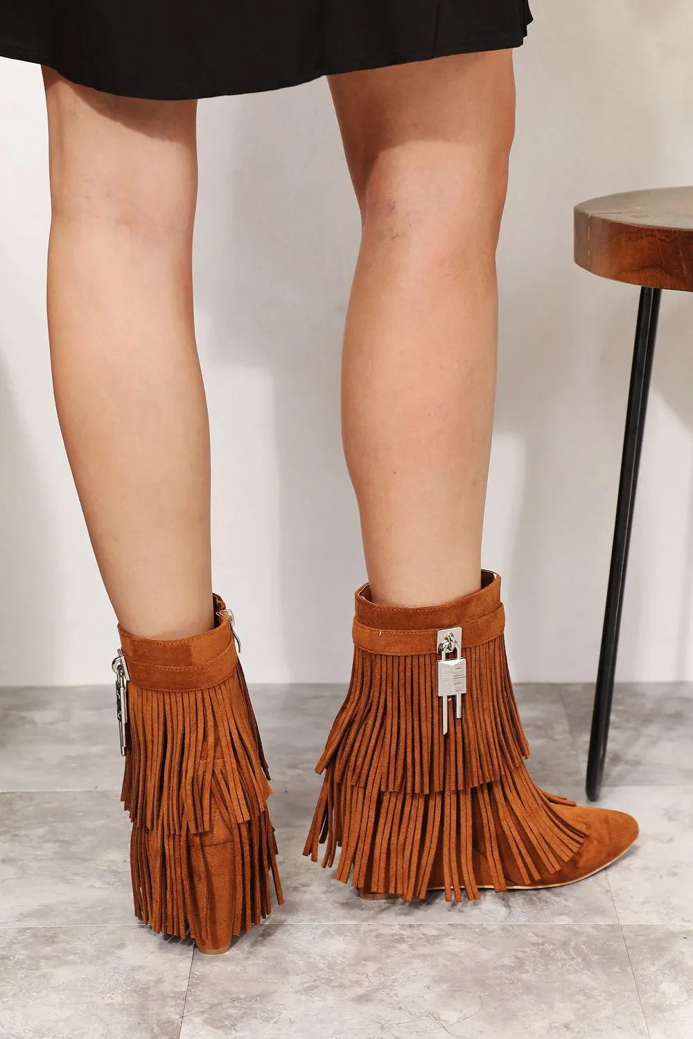 Tassel Wedge Ankle Booties