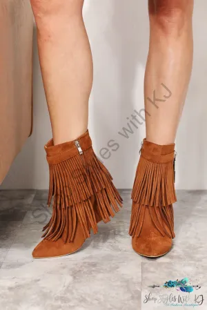 Tassel Wedge Heel Ankle Booties