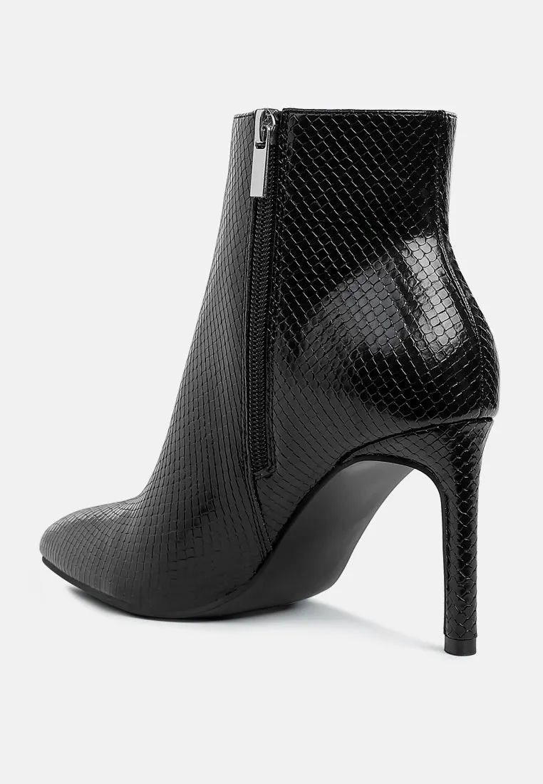 Tatria Textured Stiletto Heel Ankle Boots