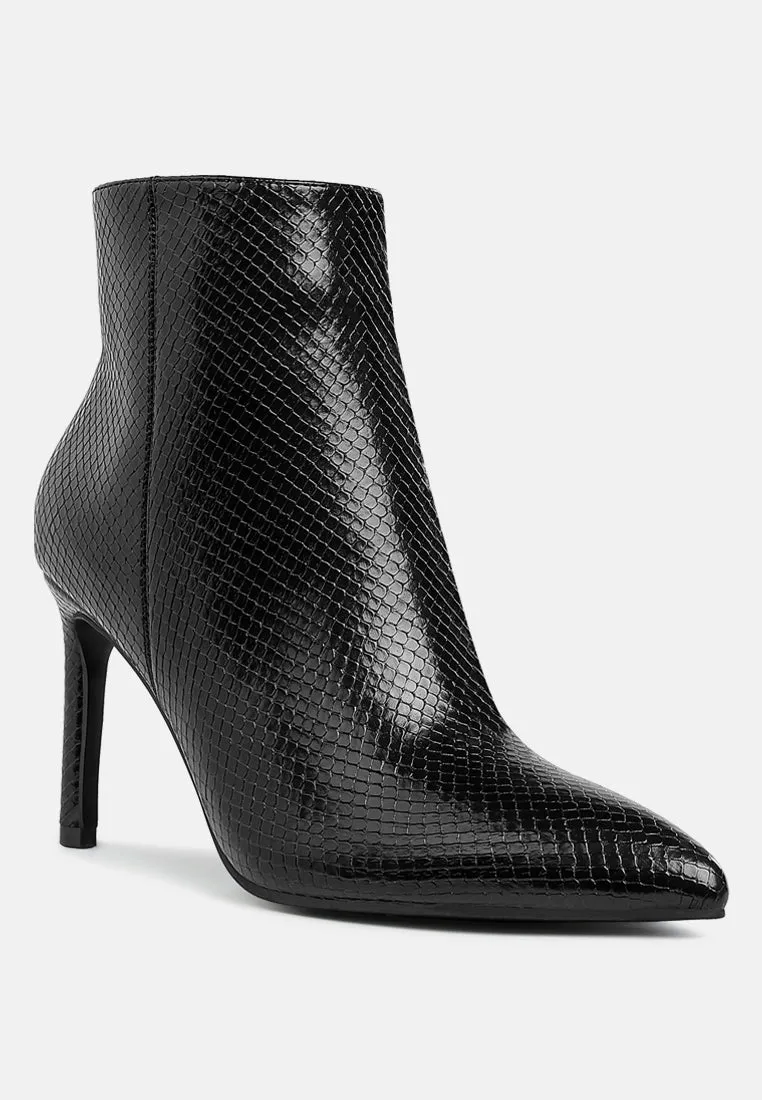 Tatria Textured Stiletto Heel Ankle Boots