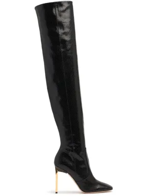 Tom Ford   105mm Glossy python print leather boots 