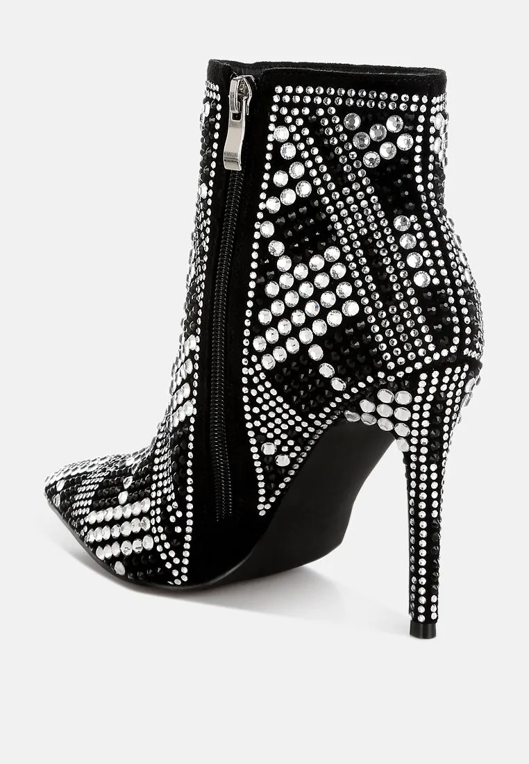 Urbanite Rhinestones Studded Stiletto Heel Boots