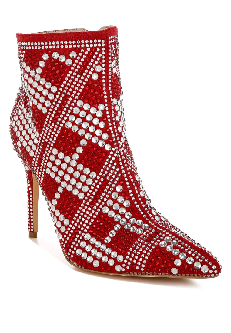 Urbanite Rhinestones Studded Stiletto Heel Boots