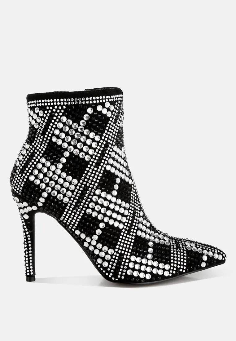 Urbanite Rhinestones Studded Stiletto Heel Boots