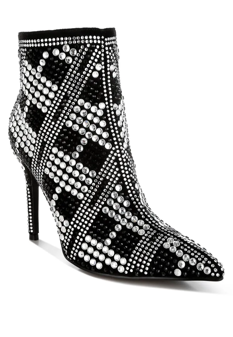 Urbanite Rhinestones Studded Stiletto Heel Boots