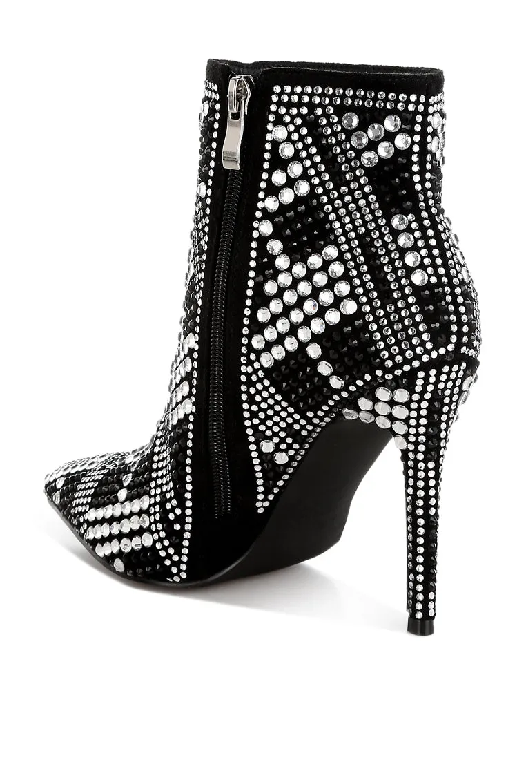 Urbanite Rhinestones Studded Stiletto Heel Boots