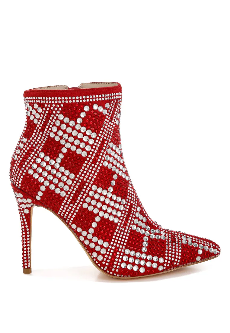 Urbanite Rhinestones Studded Stiletto Heel Boots