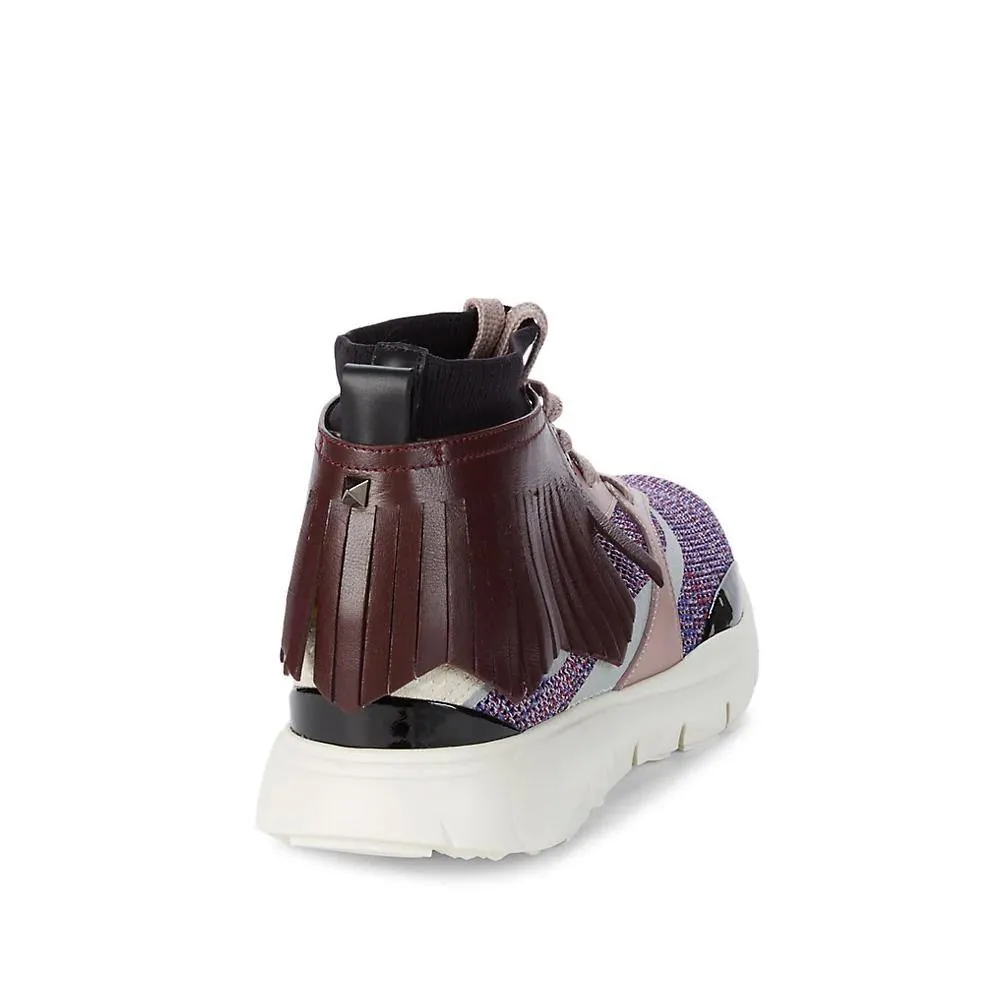 Valentino Men's Colorblock Leather Fringe-Trim Collar High-top Sneakers