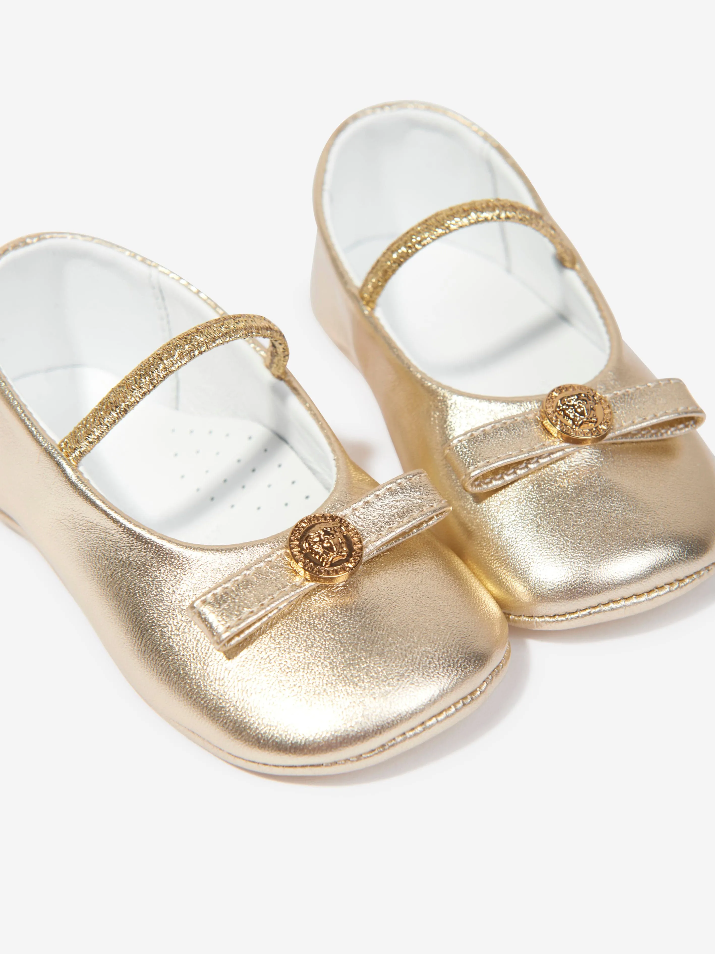 Versace Baby Girls Leather Pre Walker Shoes in Gold