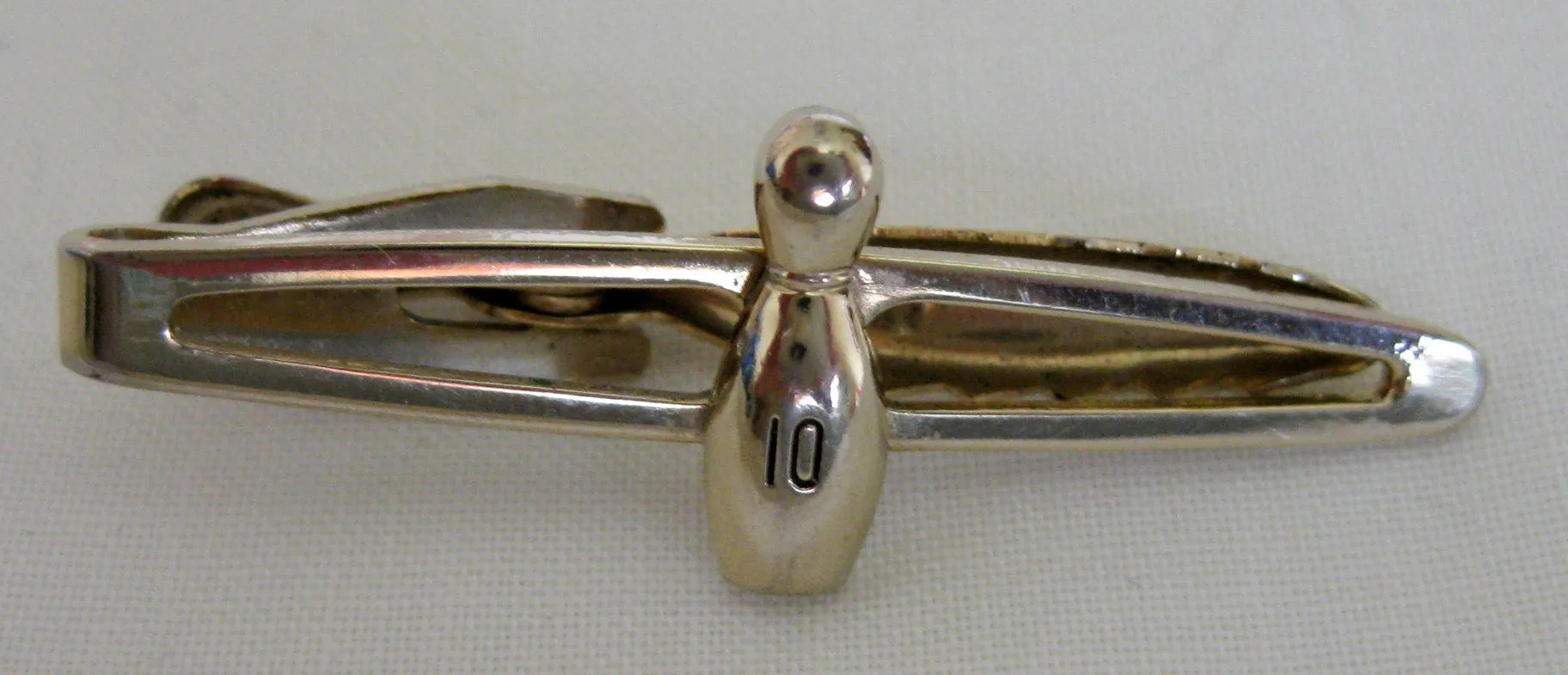 Vintage Stratton Nippy Clip Tie Pin 10 Pin Bowling