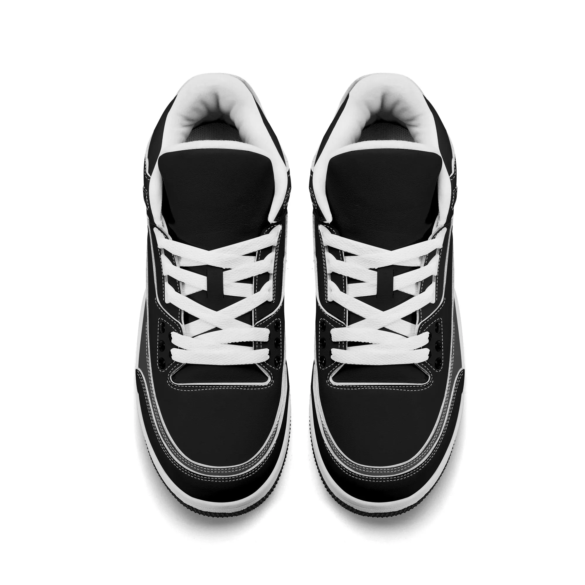 Women Leather Basketball Sneakers - Royal Black