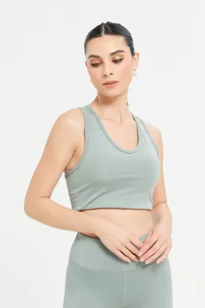 Women Mint Plain Padded Sports Bra