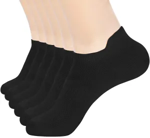 Women's Athletic Ankle Socks-Denisy Running White Soft Low Cut Sports Tab Socks Black for US Shoe Size 6-9/9-11 (6 Pairs)